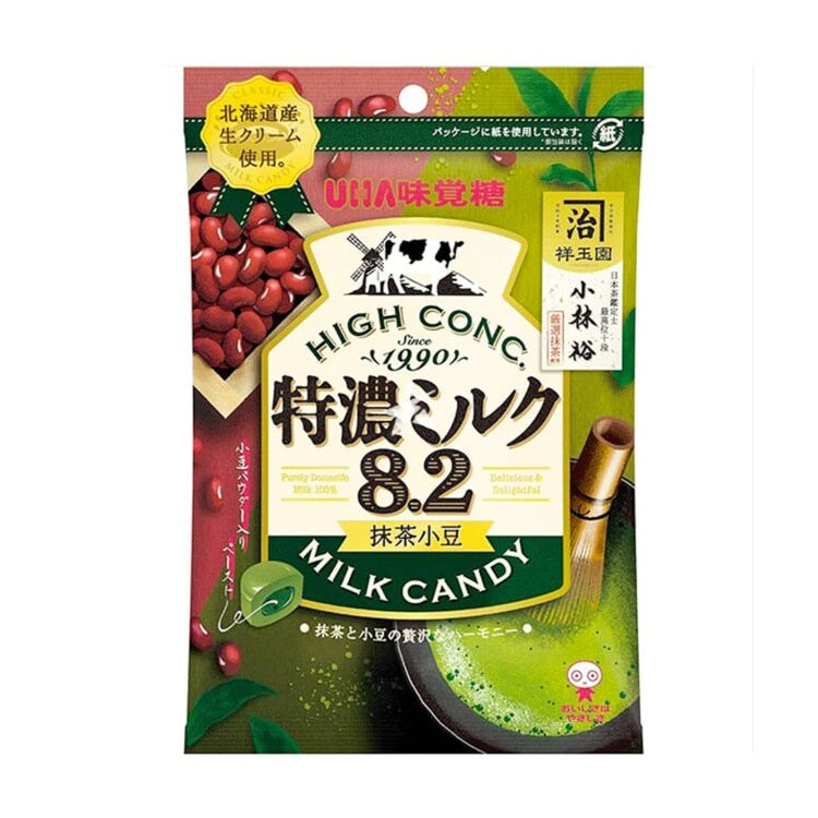 【日本直郵】UHA悠哈味覺糖 特濃牛奶糖8.2北海道產奶油使用 抹茶紅豆口味 70g