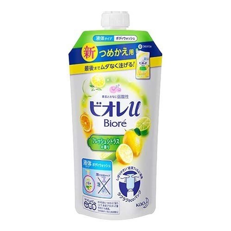 日本Biore 沐浴露 补充装 340ml 新鲜柑橘香氛