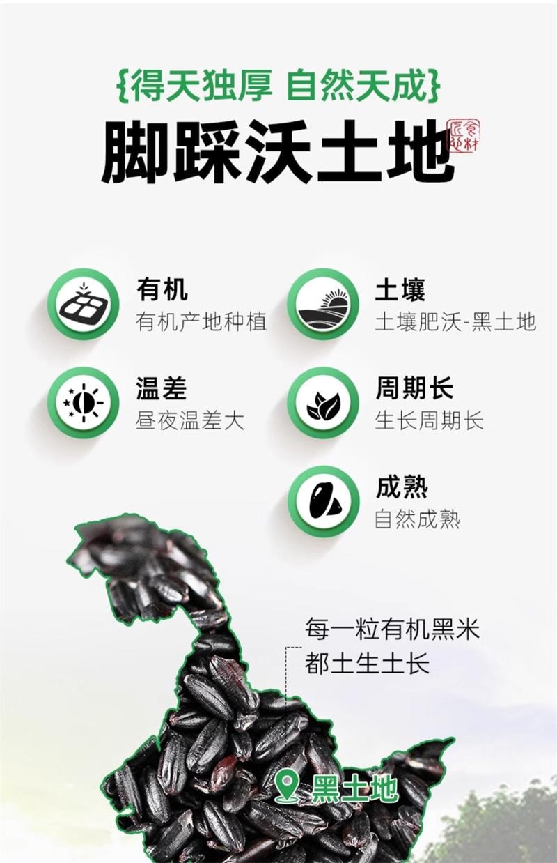 【中国直邮】 璞匠 有机黑米400g/袋 东北黑大米非血糯米新米糙米五谷粗粮杂粮