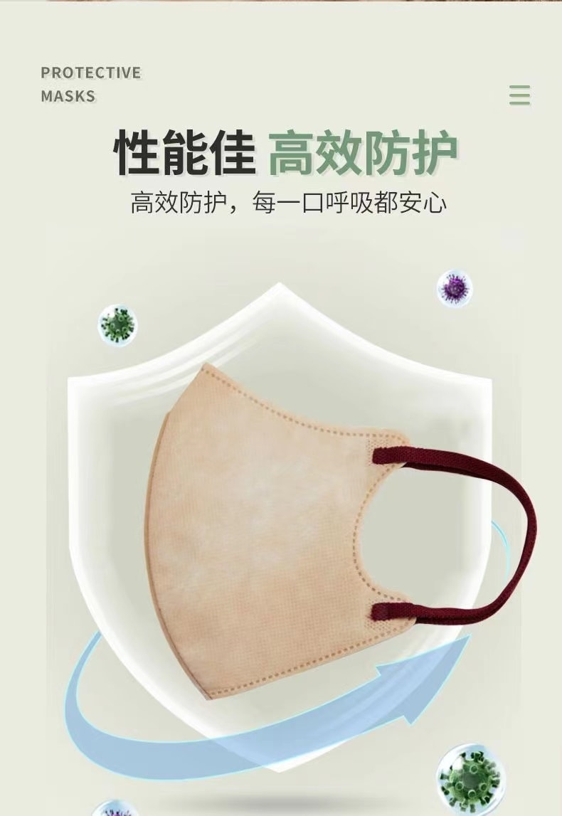【中國直郵】 網紅一次性高顏值3D立體口罩 香芋色50隻