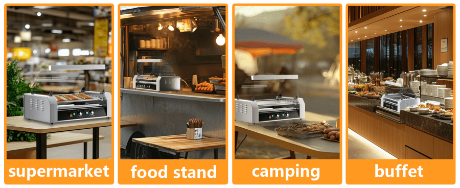 【中国直邮】 美国 Tieasy 热狗烤架18 个热狗容量7 个不粘不锈钢滚筒带可拆卸玻璃盖的烤架热狗烤架900 瓦