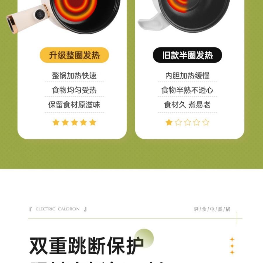 多蒙 学生宿舍电煮锅一人食泡面锅小煮锅(香茶绿锅+蒸笼) 1 把
