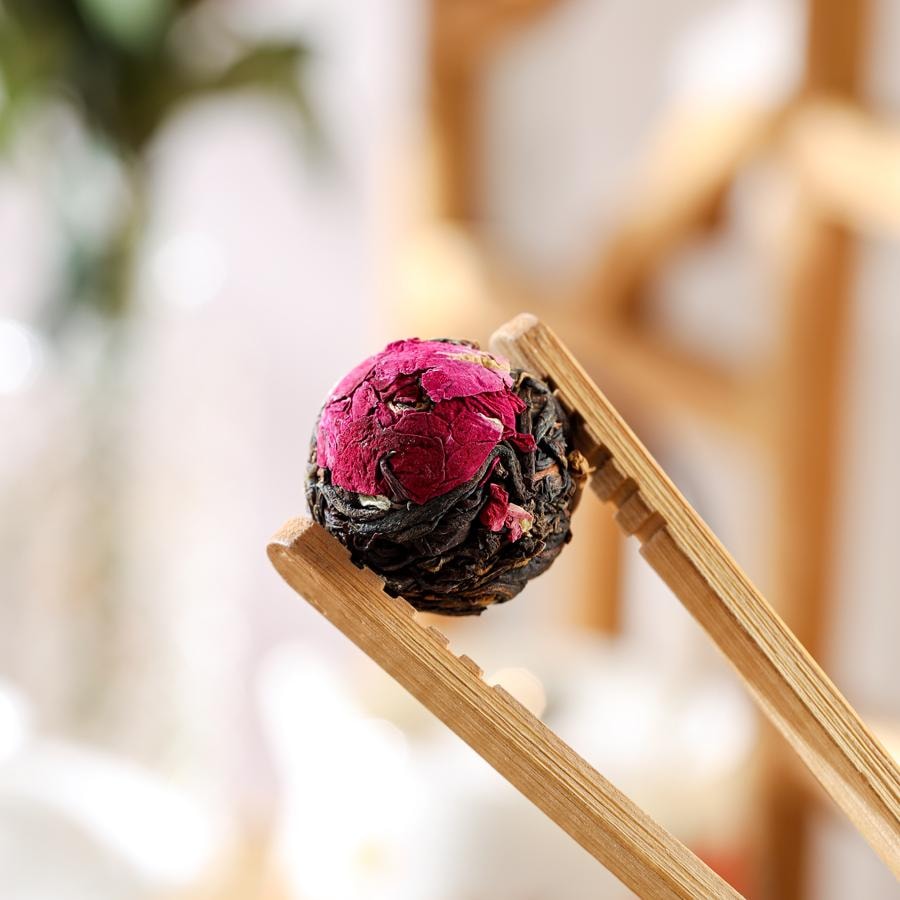 美国仁信昌 云南特产花茶龙珠 滇红玫瑰红茶 400g