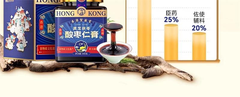 【中国直邮】 香港制药堂 灵芝茯苓酸枣仁膏320g/罐 晚安睡百合茯苓茶丸汤睡眠茶gaba氨基丁酸正品(建议3盒周期装)