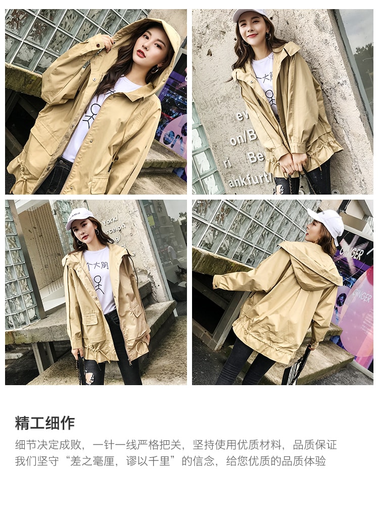 CARRIE&KATE【Designer Style】2019 New Spring and Summer  Casual hooded Korean edition Maiden style Loose jacket White/M