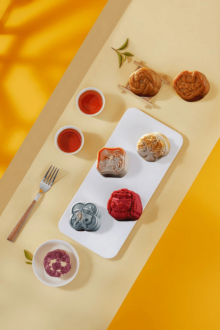 姚记 寻时见韵系列  八口味月饼 8枚装 陈皮豆沙 黑芝麻 奶油冰沙 青提油柑 清香莲蓉 紫金桑葚 芝士桃桃· 莓果  300g