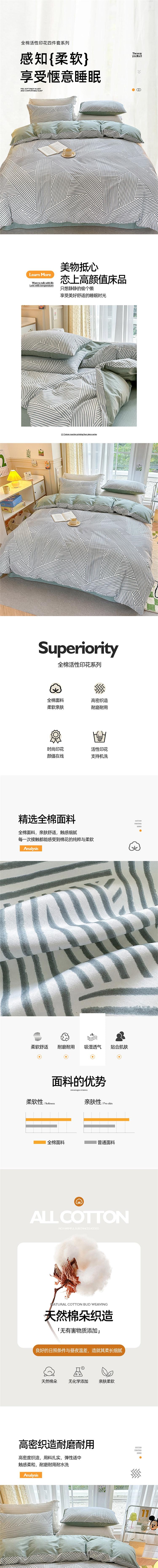 【中國直郵】 HSPM 新款北美訂製全棉四件組queen:被套230x230cm床單230x250枕頭套2個 愛情兔
