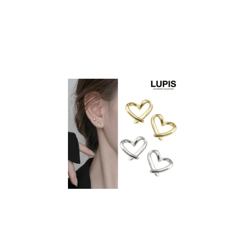 【日本直邮】LUPIS 简约线条爱心耳环 1对 金色