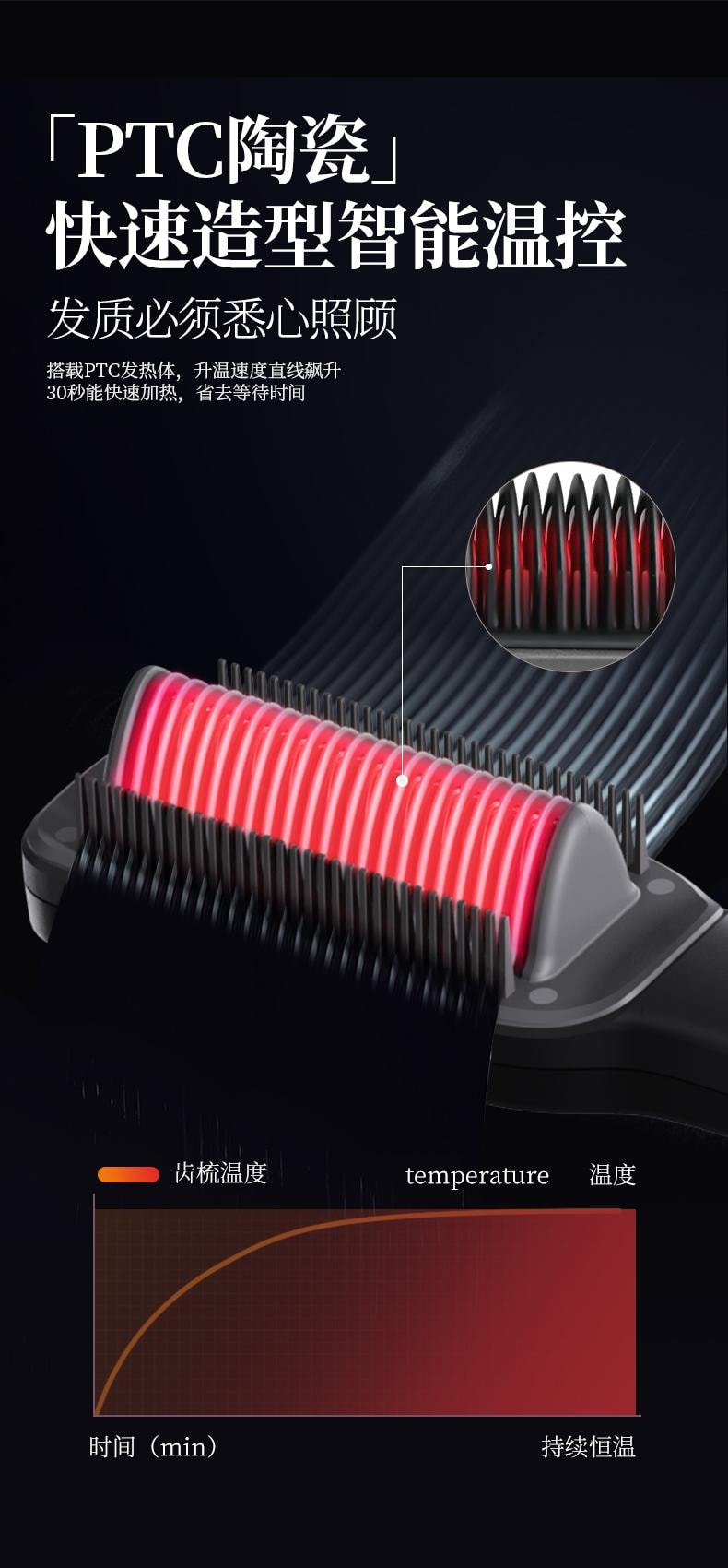 金稻 焗油直发梳 精油直发梳 改善毛躁发质 负离子护发不伤发 家用蓬松 KD377  1台