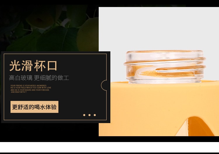 【中国直邮】蔡同昌 鸭梨便携可爱水杯提绳户外新款时尚玻璃杯随手杯 柠檬黄