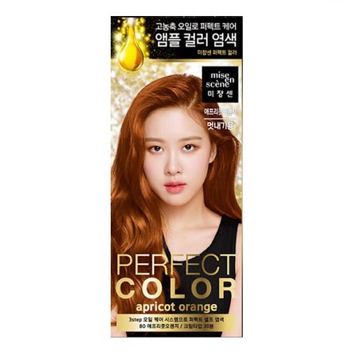 韓國 MISE EN SCENE 愛茉莉 完美彩色染髮劑 80杏桃橙色 100g