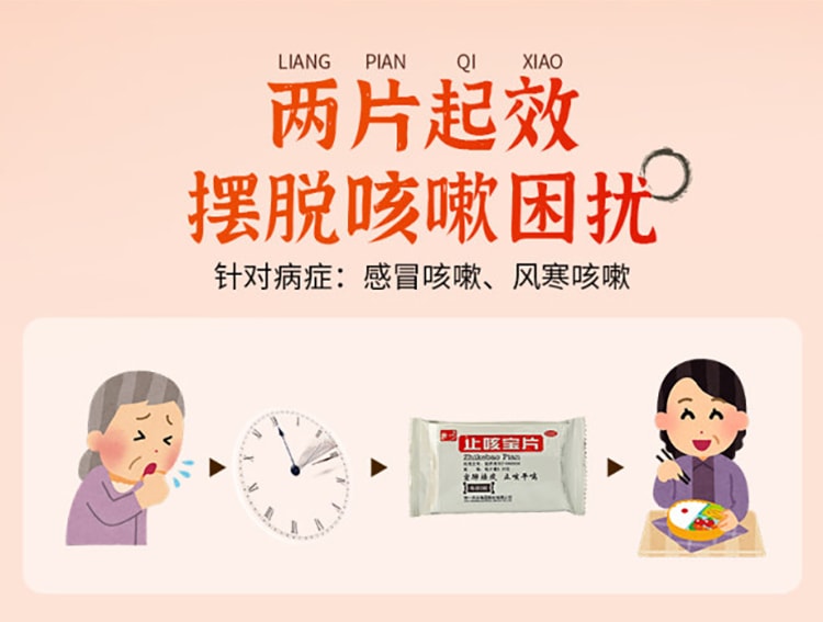 【中国直邮】 特一 止咳宝片 适用于感冒咳嗽止咳化痰特效药宣肺祛痰慢性支气管炎平喘 24片/盒
