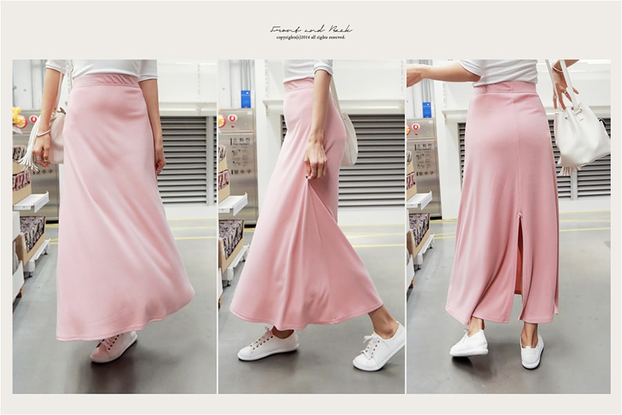 KOREA Natural Soft Long Skirt Pink One Size(S-M) [Free Shipping]