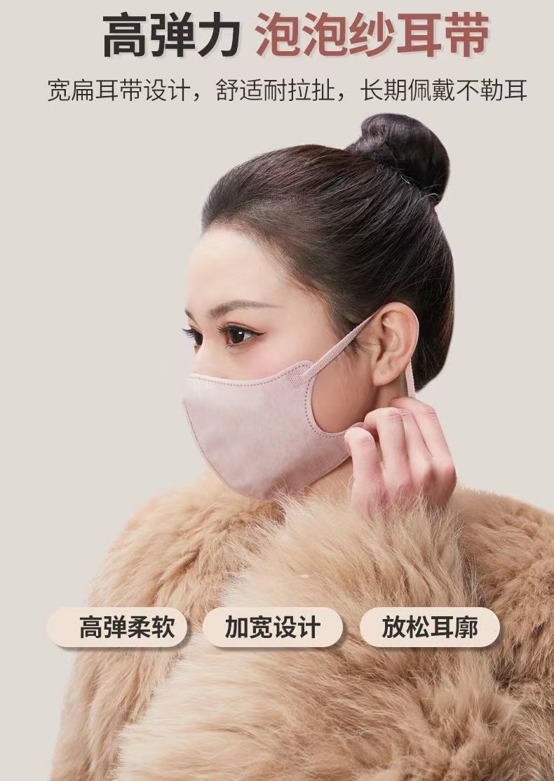 【中國直郵】 網紅一次性高顏值3D立體口罩 香芋色50隻