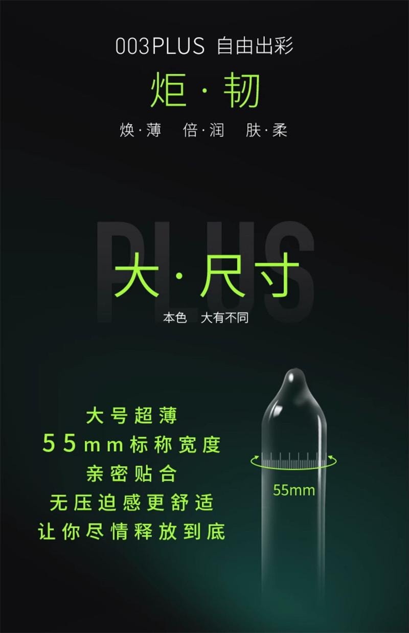 【中国直邮】 名流 玻尿酸超薄003大号玻尿酸避孕套10只装/盒 润滑裸入安全套大号55mm男用