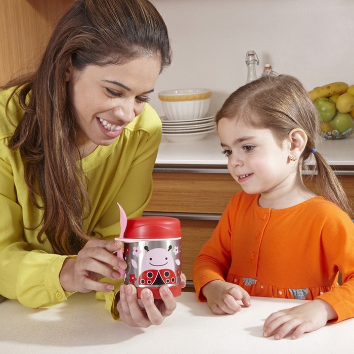 SKIP HOP Baby Zoo Little Kid and Toddler Insulated Food Jar and Spork Set Multi Livie Ladybug