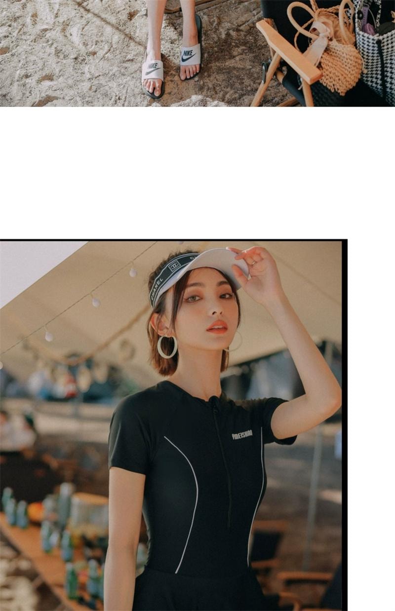 【中国直邮】 亦美珊 2025年新款连体游泳衣女高级感游泳馆遮肉成人温泉 经典黑 XL码 1件装