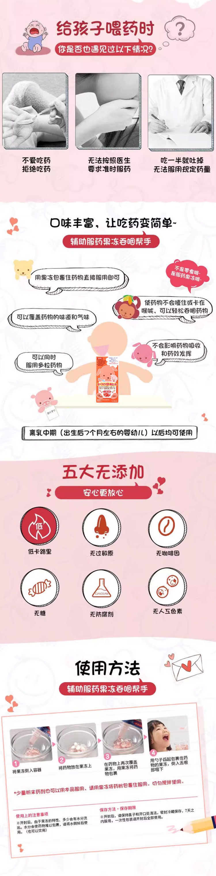 【日本直郵】RYUKAKUSAN龍角散 寶寶兒童餵藥輔助果凍 餵藥神器輕鬆吞嚥 草莓口味 25g*6支