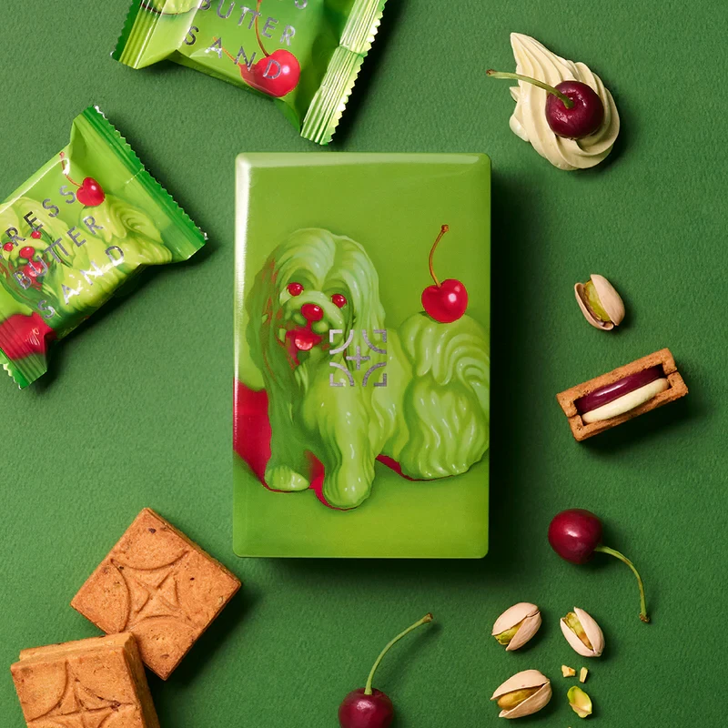 【日本直邮】日本 press butter sand 甜品系列 开心果樱桃双层奶油夹心黄油曲奇饼干4个装