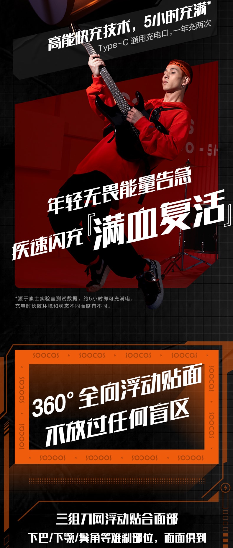 【中国直邮】素士超能自动剃电动剃须刀 S31 紫橙色