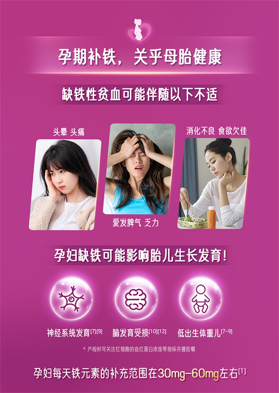 【中国直邮】 澳大利亚 爱乐维 / 拜耳复合维生素药叶酸片备孕期叶酸孕妇维生素补铁铁剂 30片/盒