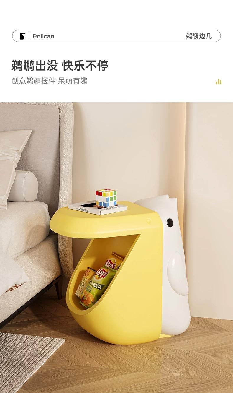 【中國直郵】 FOXTAIL 鵜鶘落地擺飾 創意邊幾 客廳 卡通零食收納 可愛茶几 禮物 溫暖好物-貪吃鵜鶘邊幾擺件 1件*預計到達時間3-4週