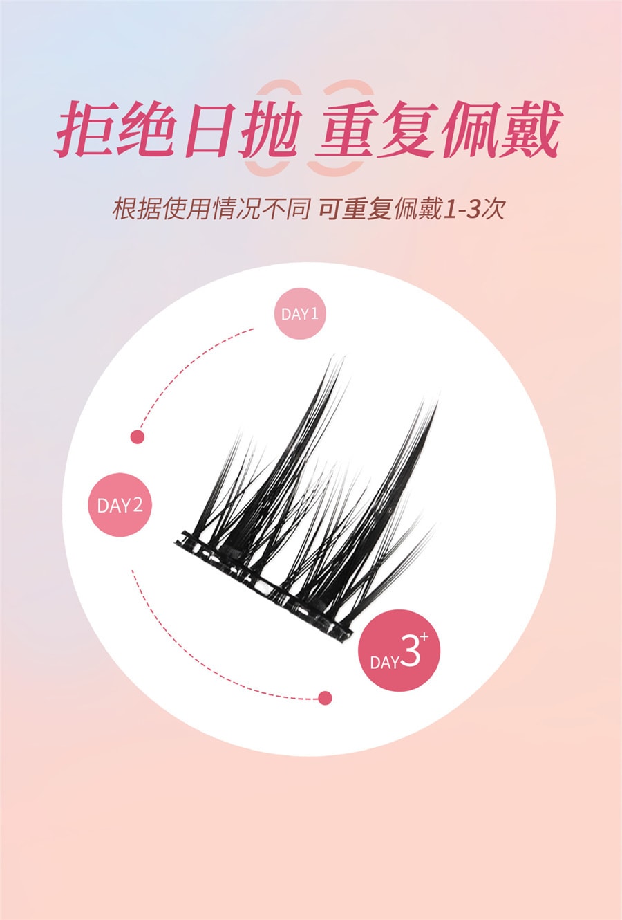 【中国直邮】BQI  免胶假睫毛 可重复使用 新手睫毛 - 纯欲太阳花 1盒丨*预计到达时间3-4周