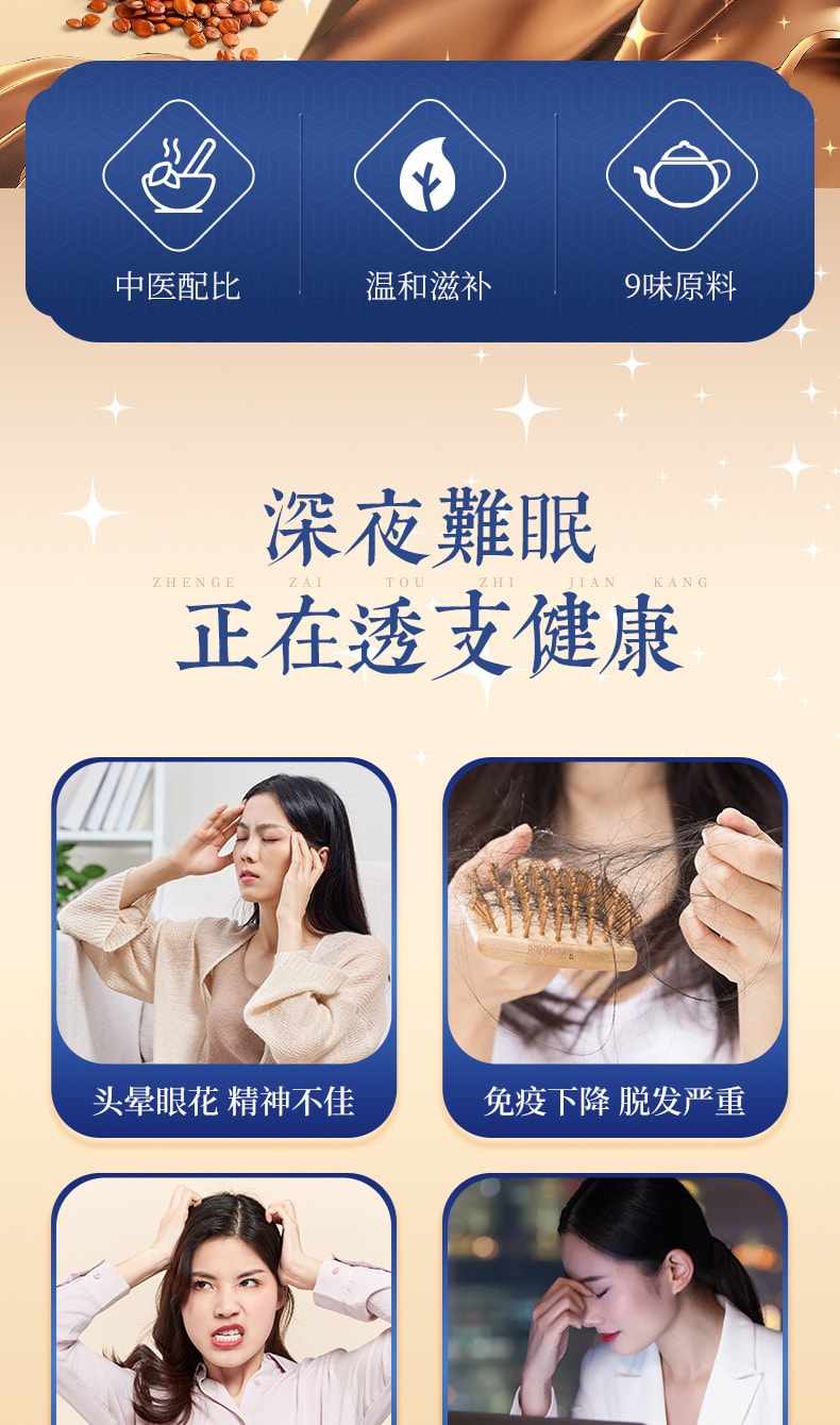 北京同仁堂 【一夜好梦】 睡眠茶安神助眠养生茶包 酸枣仁百合桑葚茯苓枸杞莲子茶 128g 32包入 1盒