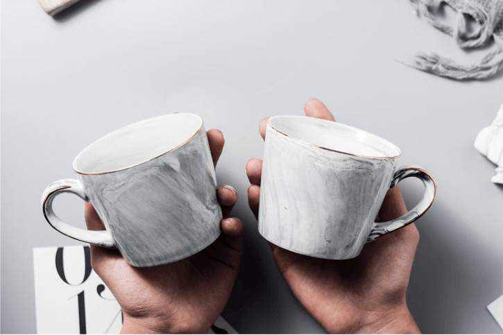 【中国直邮】简微娜 2019陶瓷创意马克杯大理石杯子喝水360ML #1件
