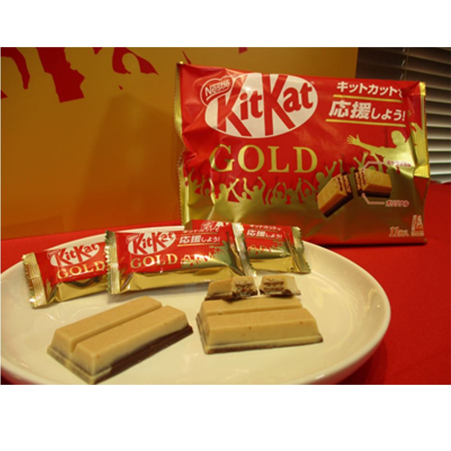 【日本直邮】日本NESTLE雀巢 KITKAT 迷你 夹心威化巧克力   焦糖和原味 双重巧克力11枚/ 袋