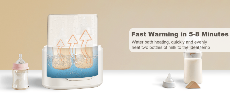 AMZBABYCHEF 10合1嬰兒奶瓶快速加熱器精準控溫解凍、蒸煮、熱食、保溫和夜燈