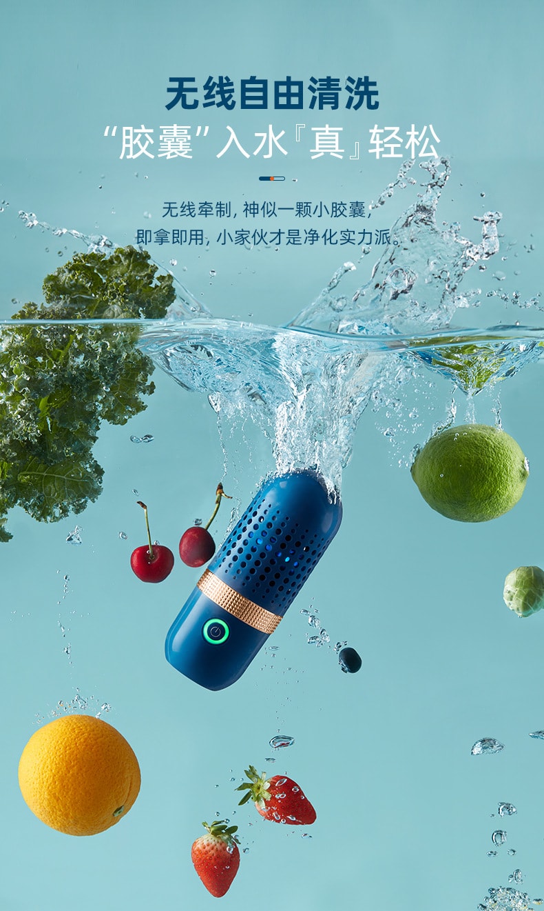 【中國直郵】東菱 膠囊蔬果淨化器蔬果清洗機 靜謐藍