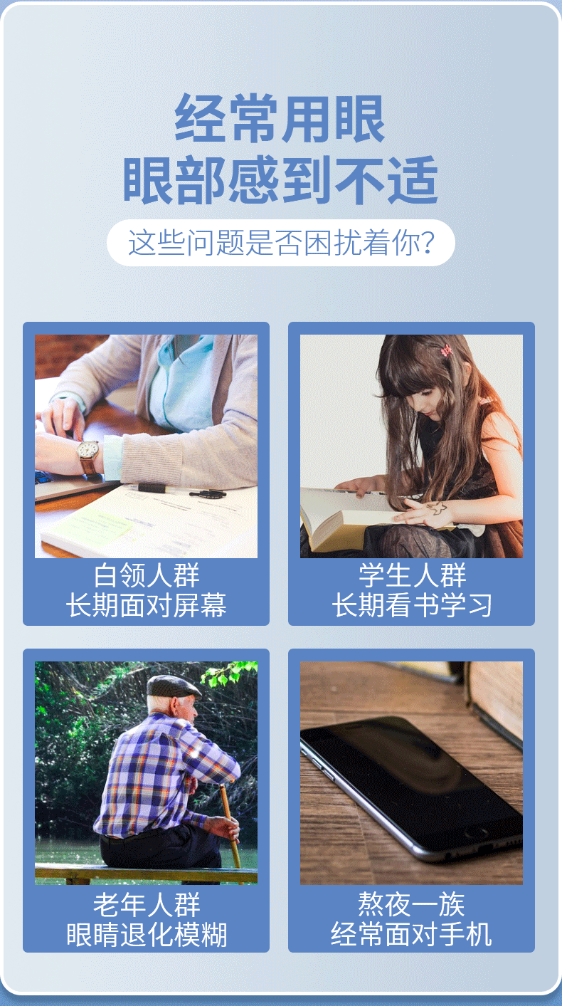 【中国直邮】白云山花城 叶黄素眼贴 缓解眼部疲劳 冷敷护眼贴 20贴