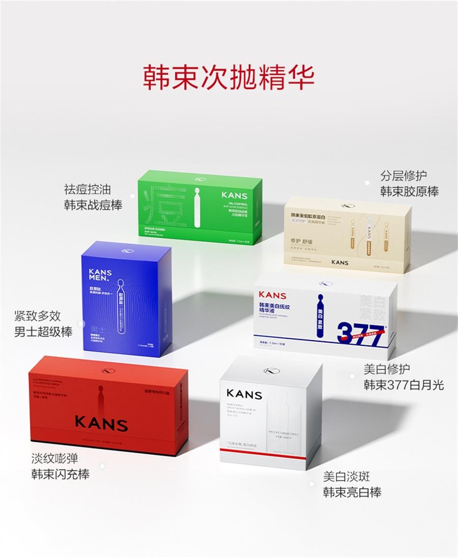 【中国直邮】 韩束 红蛮腰次抛 闪充棒环肽次抛紧致抗皱淡纹精华 30支/盒