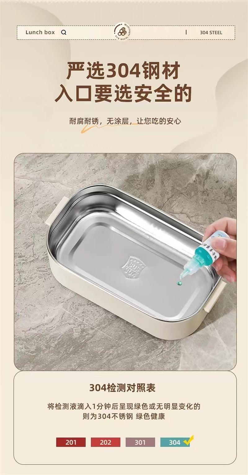 【中国直邮】 亲太太 304多层保温饭盒便当盒注水加热餐盒 抹茶绿双层 1800ML 1个装