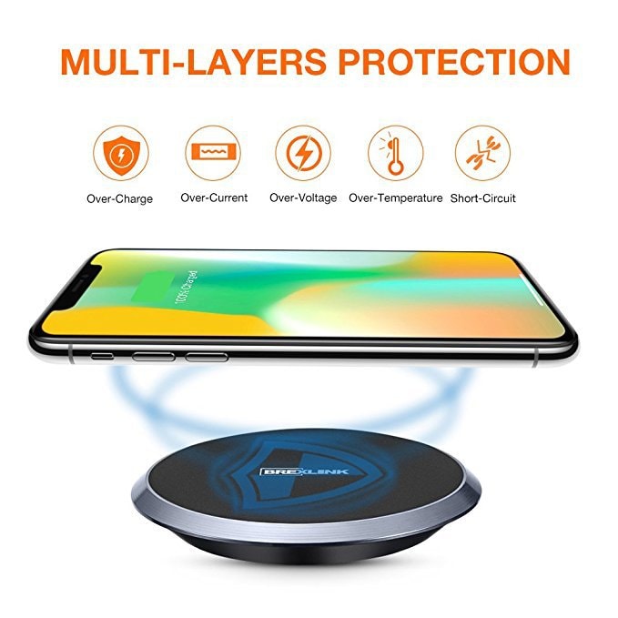 Wireless Charger Qi Certified Slim 10W Fast Charging Pad w. USB Type C Port (No Wall Adapter)