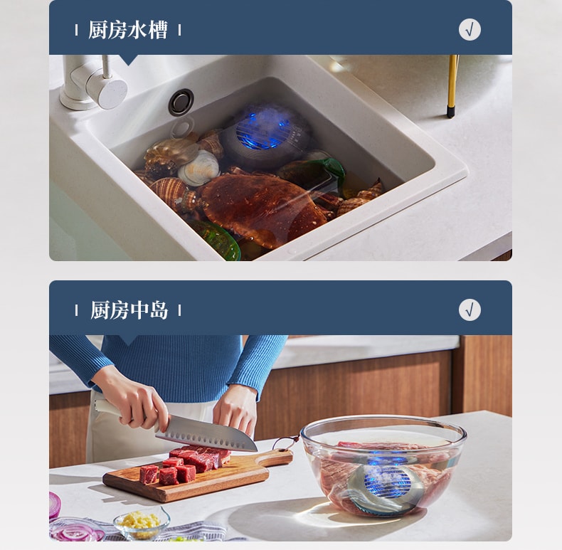 【中国直邮】东菱  分类果蔬净化器食材清洗机便携无线   钛金灰
