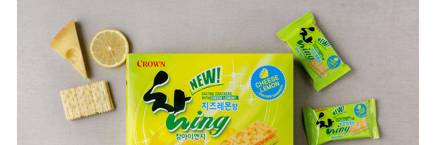 韩国 CROWN 皇冠 芝士奶油苏打夹心饼干 柠檬味 360g