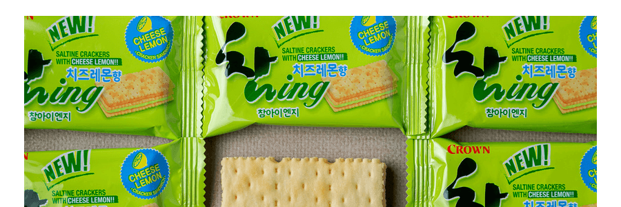 韓國 CROWN 皇冠 起司奶油蘇打夾心餅乾 檸檬口味 360g