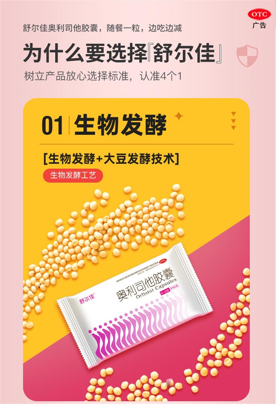 【中国直邮】 舒尔佳 奥利司他胶囊 减肥瘦身排油粉丸瘦肚子燃脂21粒/盒