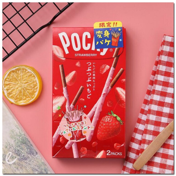 【日本直郵】GLICO格力高 POCKY百奇 草莓塗層餅乾棒 2袋