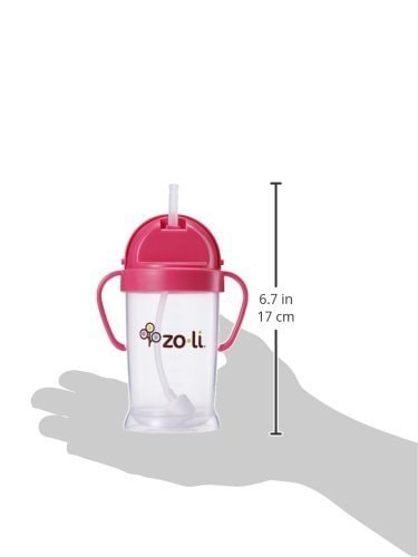 美国ZOLI 吸管杯/ 宝宝学饮杯/ 婴儿重力球吸水杯/ 儿童喝水杯带手柄 9OZL 玫红色