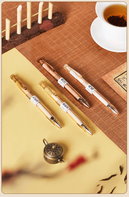 【中国直邮】 乐派 红茶沉香速干香氛中性笔 LT2102 ST笔尖 茶香味 0.5mm 黑色 高颜值ins风文具套装 4支装