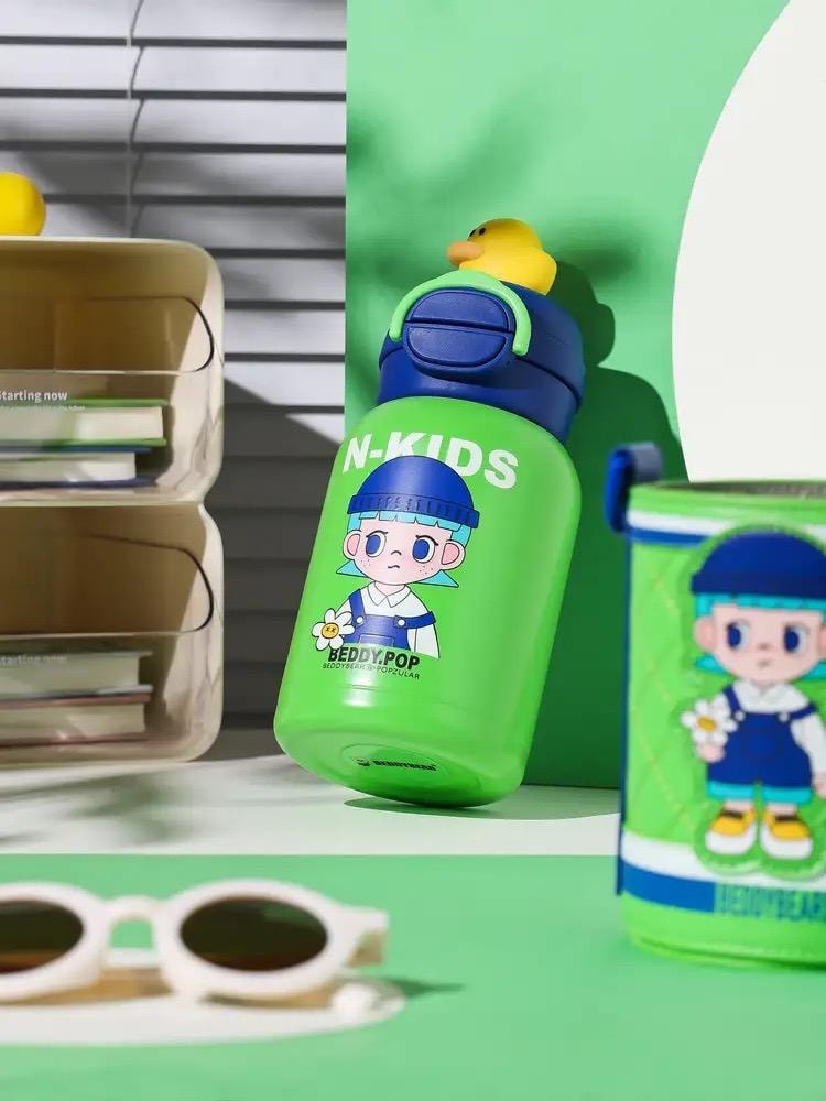 韩国 BEDDYBEAR 杯具熊 保温杯 高颜值库洛米双饮杯子 宝宝幼儿园小学生儿童水杯 600ml 绿色 (有点像GD哦)