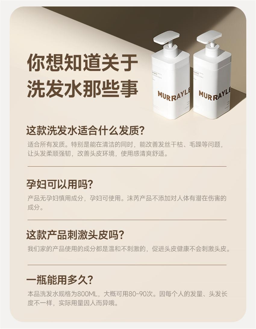 【中國直郵】 沫芮 多肽角蛋白洗髮精 控油蓬鬆去屑止癢洗髮露 女男士專用洗頭膏 800ml/瓶