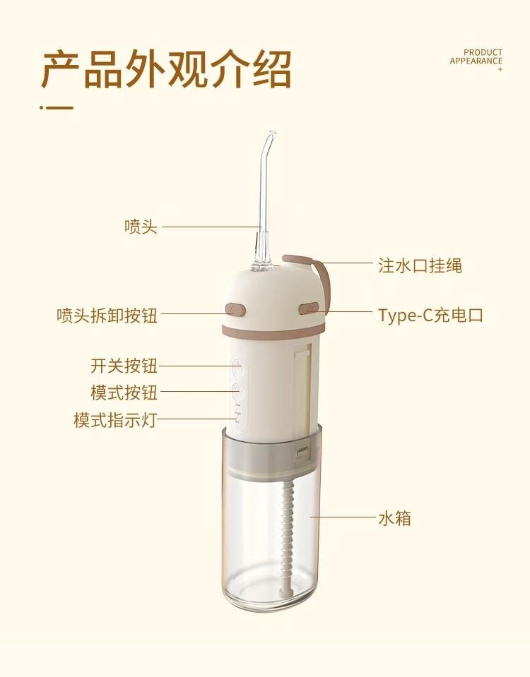 【輪滑世界冠軍郭丹代言品牌】和正 HEZHENG 便攜式抽拉式沖牙器 白色 1件