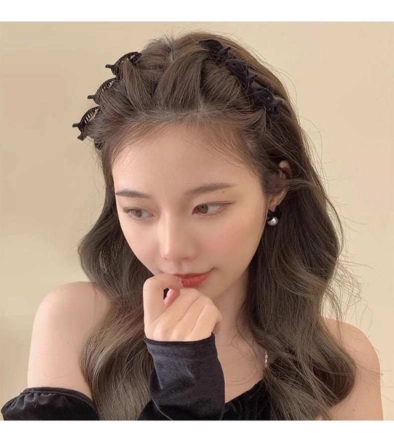 左欧 双层编发发夹 黑色2个装 高级感小抓夹 侧边刘海夹公主头夹子头饰女