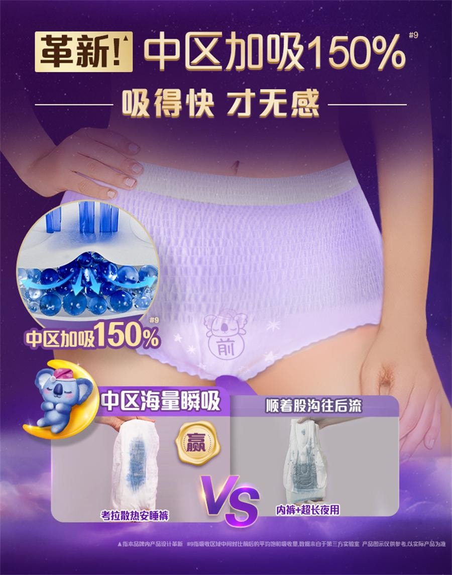 【中國直郵】 美國 護舒寶 散熱無尾熊安睡褲M碼 4條/包