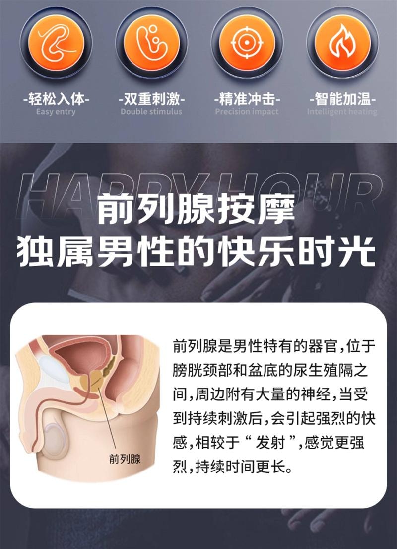 【中国直邮】 第6感 前列腺后庭按摩器 男用遥控震动高潮肛门自慰器情趣肛塞1个装