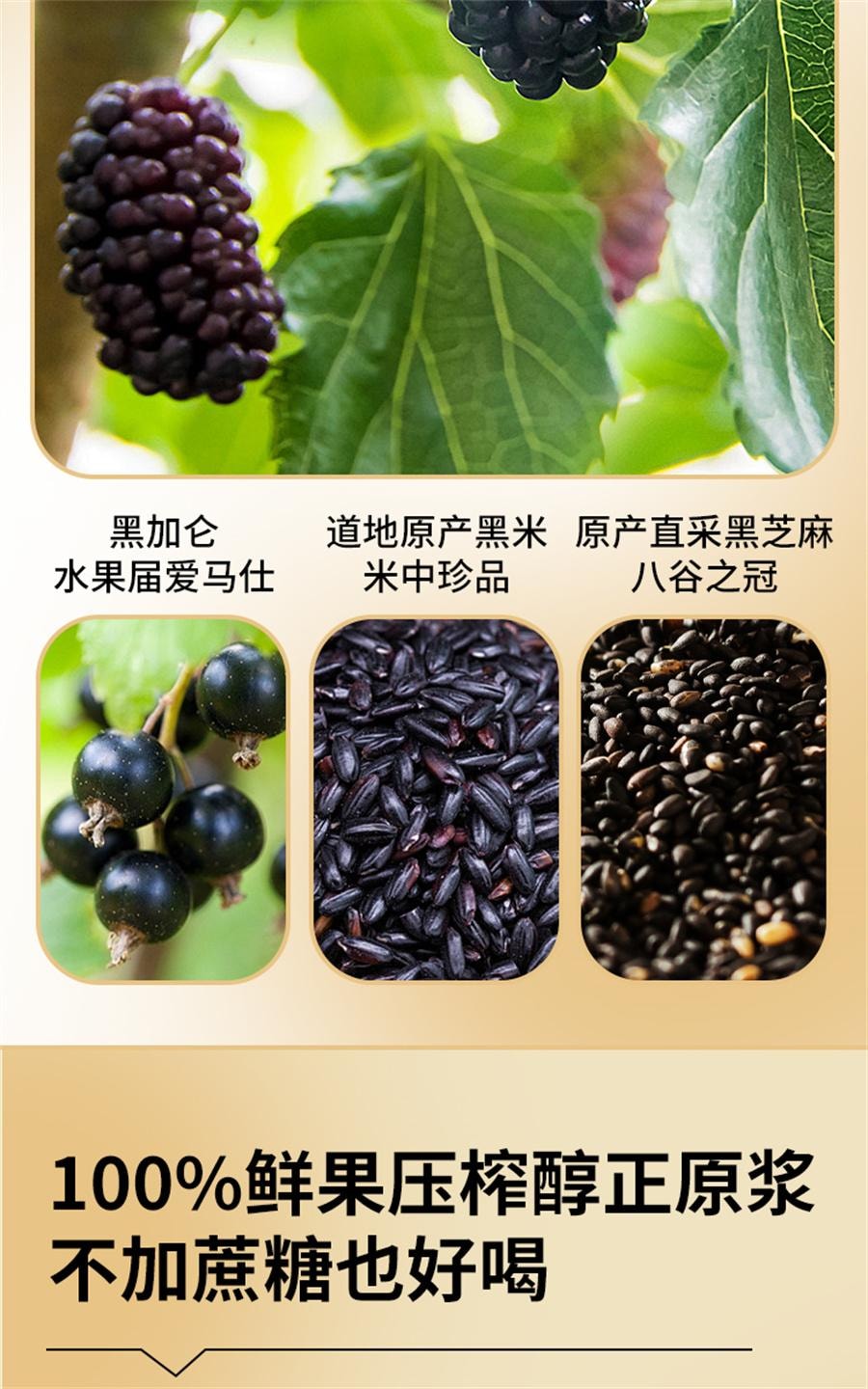 【中国直邮】 福东海 五黑原浆 黑枸杞原浆桑葚枸杞汁熬夜养发花青素五黑养生饮30ml*10袋/盒